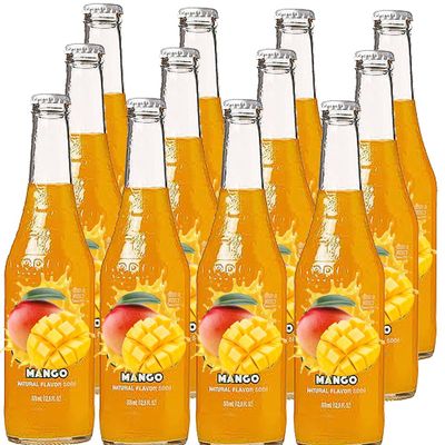 Carbonated Soda Drink 370ml Bottle Variety Pack - Mango, Guava, Pineapple & Lime Flavours Sparkling Soft Drink Refreshing Beverage - jrts (12 x Bottle, Mango)