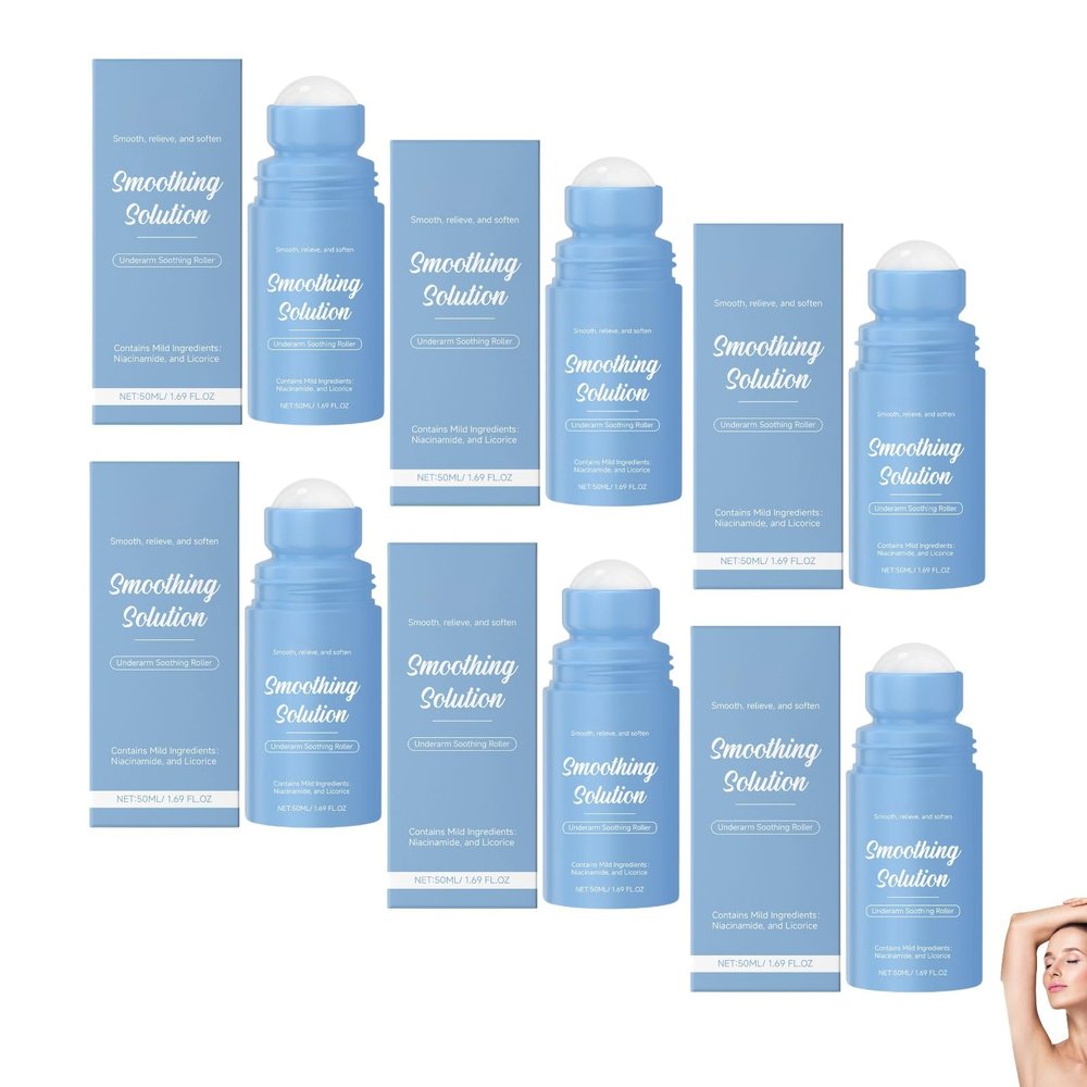 Smoothing Solution Underarm Soothing Roller Ingrown Hair Treatment for Razor Bumps, Womens Soothing Aftercare for Bikini Line, Legs & Underarms (6pcs)