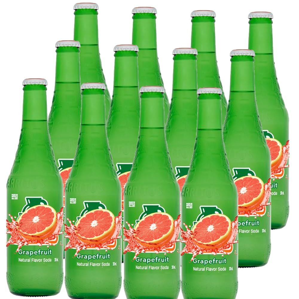 Carbonated Soda Drink 370ml Bottle Variety Pack - Mango, Guava, Pineapple & Lime Flavours Sparkling Soft Drink Refreshing Beverage - jrts (12 x Bottle, Grapefruit)