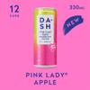 DASH Water PINK LADY APPLE - 12 x 330ml cans - Flavoured Sparkling Spring Water - NO Sugar, NO Sweetener, NO Calories - Infused with Wonky Fruit view 2