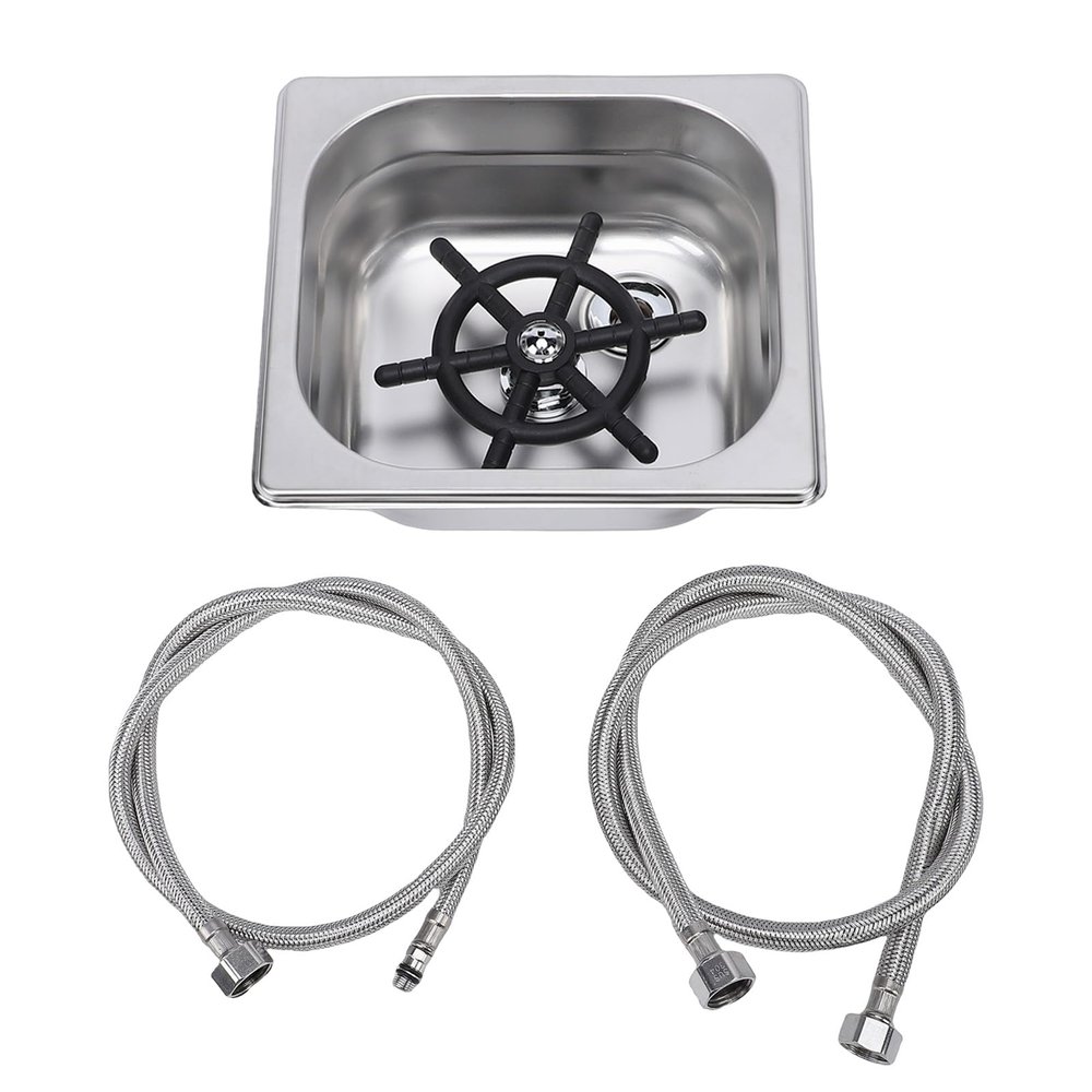 VBESTLIFE Automatic Pitcher Rinser, Stainless Steel Embedded Cup Washer with High Pressure Rinsing for Home and Commercial Use (Silver)