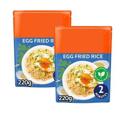 Egg Fried Microwave Rice, 220g, Pack of 3, Two Servings, Ready to Heat, No Artificial Colours, Flavours or Preservatives, Suitable for Vegetarians