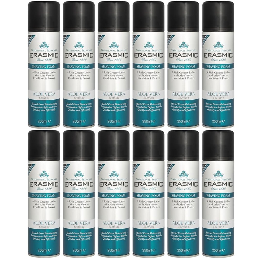 Shaving Foam with Aloe Vera, Soothing Creamy Lather, Moisturising Formula, 250ml, Pack of 12