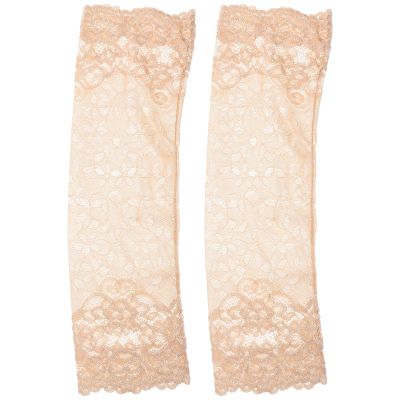 CIMAXIC Lace Arm Sleeves Forearm Sleeve Cover Khaki Lightweight for Women 1 Pair with Flower Patterned Design Concealing for Running and Work