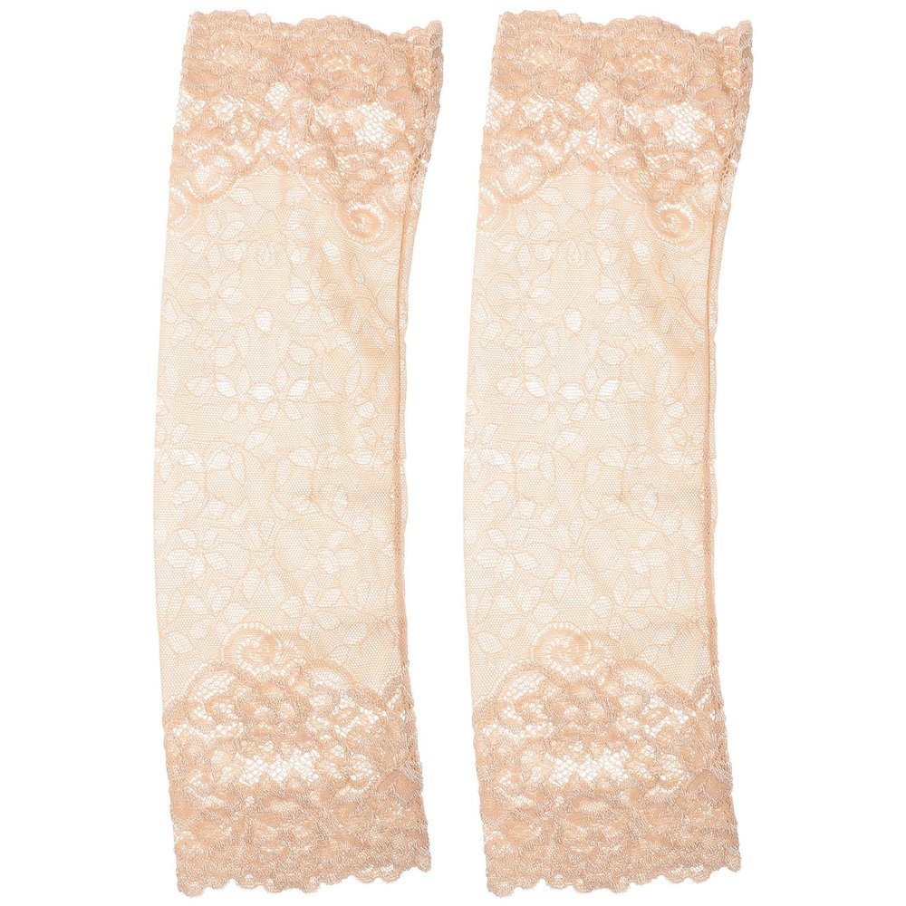 CIMAXIC Lace Arm Sleeves Forearm Sleeve Cover Khaki Lightweight for Women 1 Pair with Flower Patterned Design Concealing for Running and Work