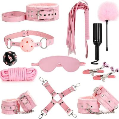 12 Pcs Leather Partner Couples Fitness SetAdjustable Muscle Endurance Training AccessoryPink