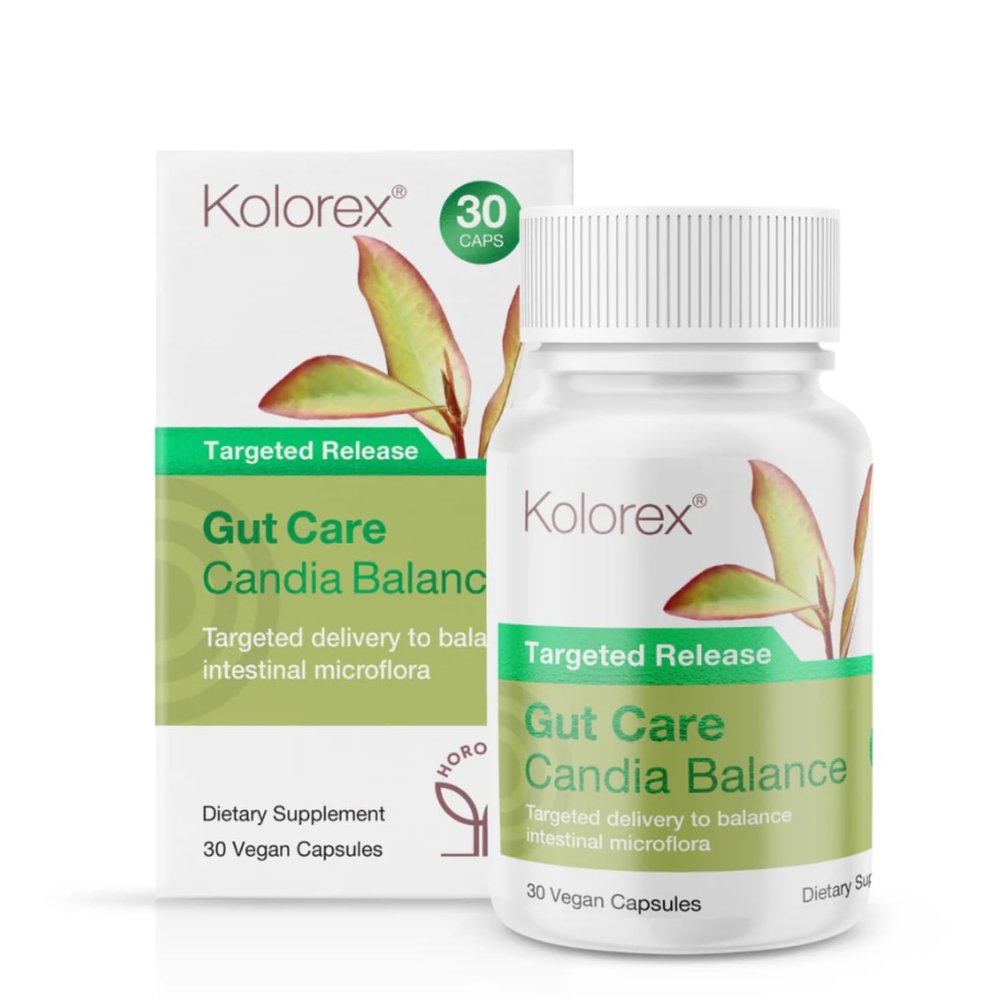 Kolorex Gut Care Candida Balance Targeted Release - Herbal Gut Support Horopito Extract - Capsules 30