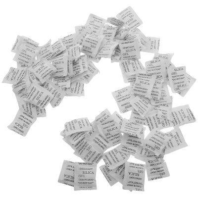 JOYOFREELY Silica Gel Food Grade 100Pcs 2G Moisture Absorber Packets for Dehumidifying Clothes Storage, Food Containers, and Electronics