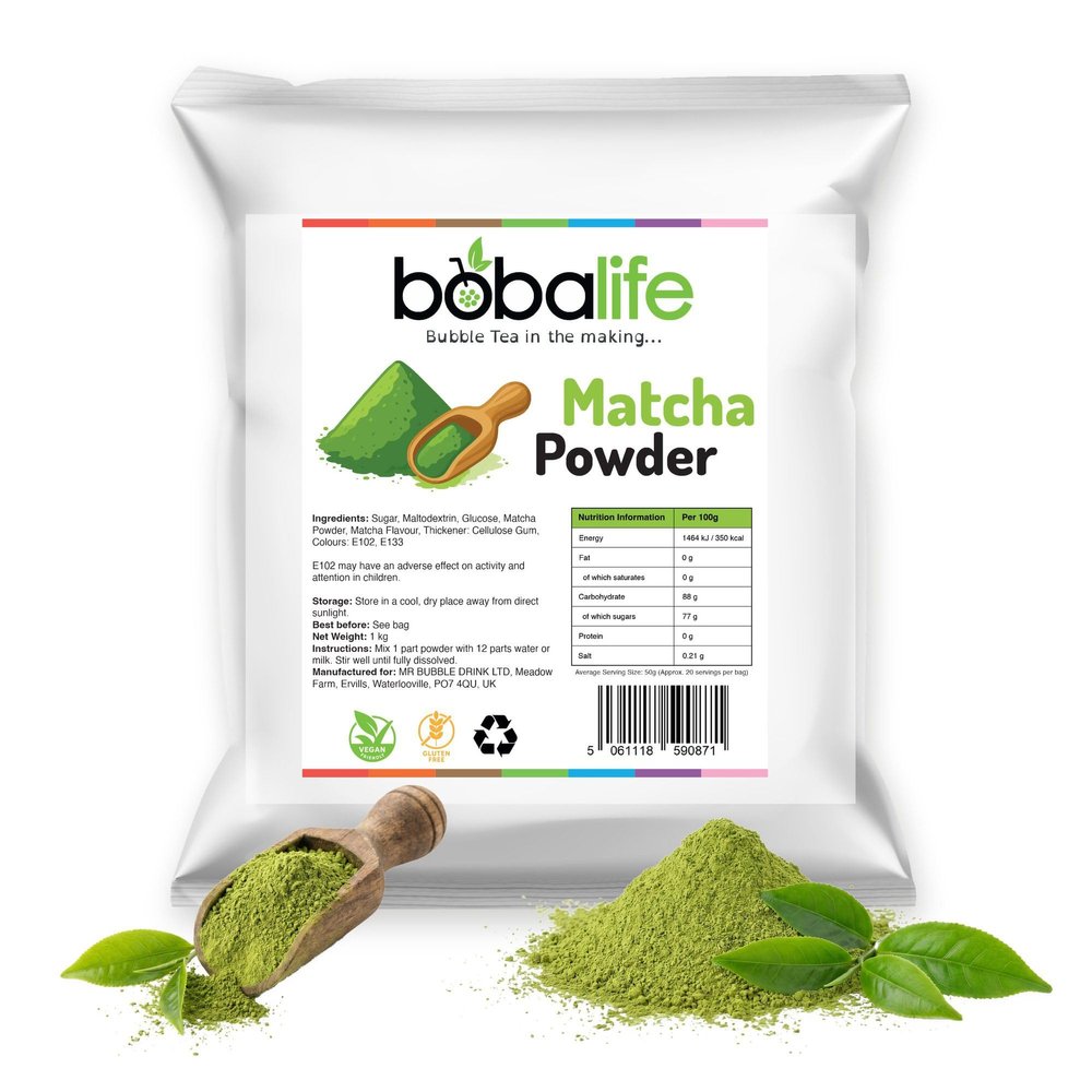 Bobalife Matcha Bubble Tea Milk Powder 1kg Taiwanese Milk Tea Powder Mix for Bubble Tea, Iced Milk Tea, Smoothies & Dessert Drinks Vegan & Gluten Free