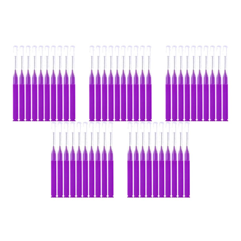 8-40PCS Interdental Brushes Dental Floss Toothpick Braces Brush Tooth Cleaning Tool(Purple 40PCS)