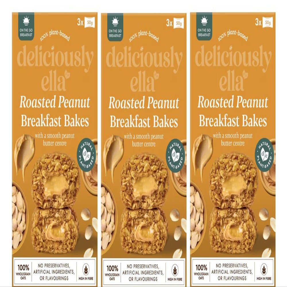 Roasted Peanut Breakfast Bakes 150g Pack of 3 Contains no preservatives, artificial ingredients, or flavourings, so you can enjoy a clean, natural breakfast on the go.