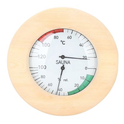 Asixxsix Sauna Thermometer, Real Time Temperature Humidity Monitoring Sauna Hygrometer, Wooden Design with Wall Mount for Room