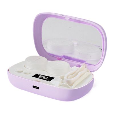 Contact Lens Cleaner, Portable Ultrasonic, 5-Level Timer Case, Travel Lens Cleaning Kit, for Care, Conditioning, Maintenance, Adults, Men, Women, Daily, Travel