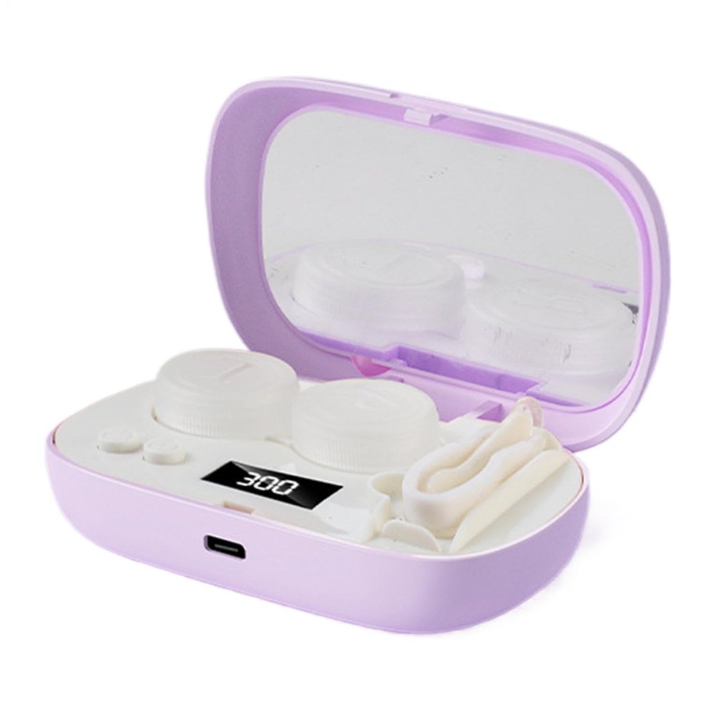 Contact Lens Cleaner, Portable Ultrasonic, 5-Level Timer Case, Travel Lens Cleaning Kit, for Care, Conditioning, Maintenance, Adults, Men, Women, Daily, Travel