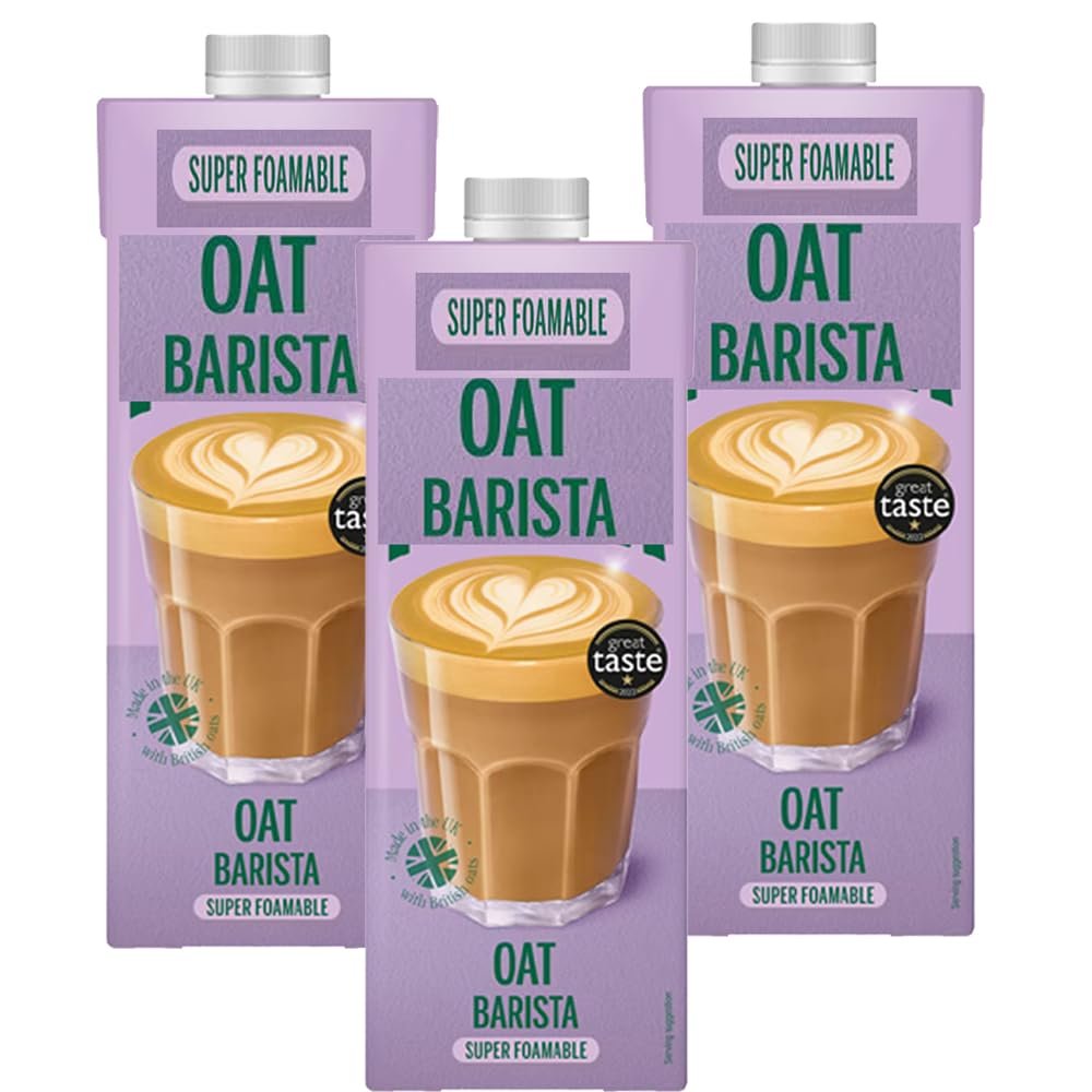 Barista Oat Drink 1L 100% Plant-Based Vegan Milk Alternative, No Added Sugar, Frothy Coffee Friendly, High Fibre, Fortified with Vitamins D, B2 & B12 - mma (3 x Carton Juice Box)