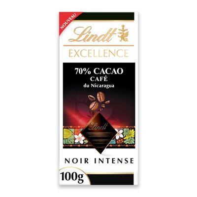 Lindt Excellence | 70% Dark & Nicaraguan Coffee Cafe | 100g Bar