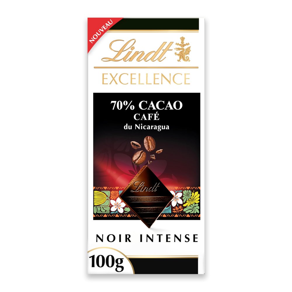Lindt Excellence | 70% Dark & Nicaraguan Coffee Cafe | 100g Bar