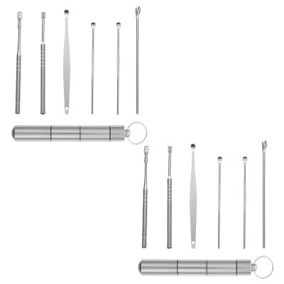 JHKNNK Stainless Steel Earwax Spoons 2 Sets with Portable Storage Bag, Quick Ear Canal Cleaning Tools Suitable for Adult Ear Care at Home