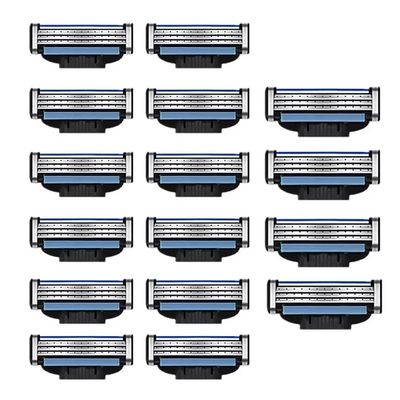 16 Pcs Razor Blades Refills for Men, Triple Blade Cartridge Replacement, Precision Stainless Steel Blades with Lubrication Strip, Smooth Close Shave, Durable Anti Rust Design