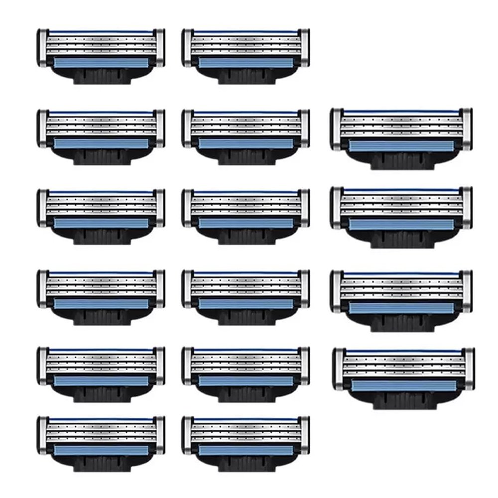 16 Pcs Razor Blades Refills for Men, Triple Blade Cartridge Replacement, Precision Stainless Steel Blades with Lubrication Strip, Smooth Close Shave, Durable Anti Rust Design