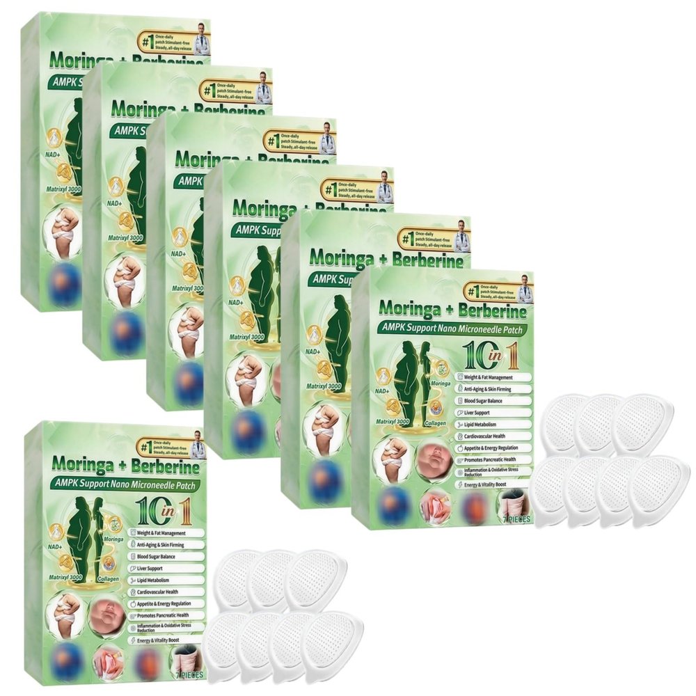 Moringa Berberine Patch Slimming Patch Nano Microneedle Slimming 10 in 1, Fat Burning Slimming Patch, Firming and Metabolism, Portable, Flat Stomach, Easy to Apply, Invisible Comfortable