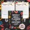 Meal Planner - A5 | Weekly Meal Planner and Grocery List, 100 Pages Spiral Bound Notebook for Mel Prep, Track Water & Health Goals, for Mom Home School Kitchen view 4