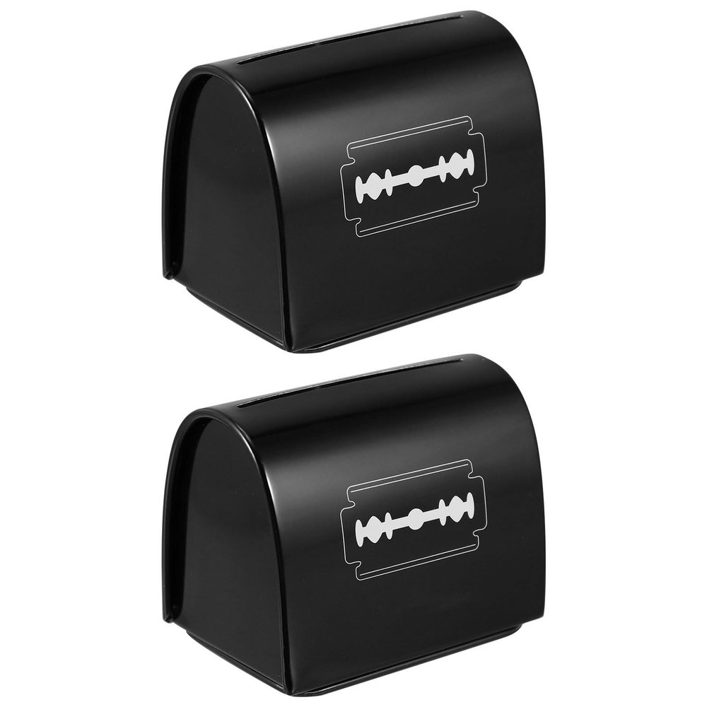 DIYEAH 2pcs Disposal Case for Barber Shop Black Iron Disposal Collect Container Universal Design for Double-edge Space-saving Storage Bin