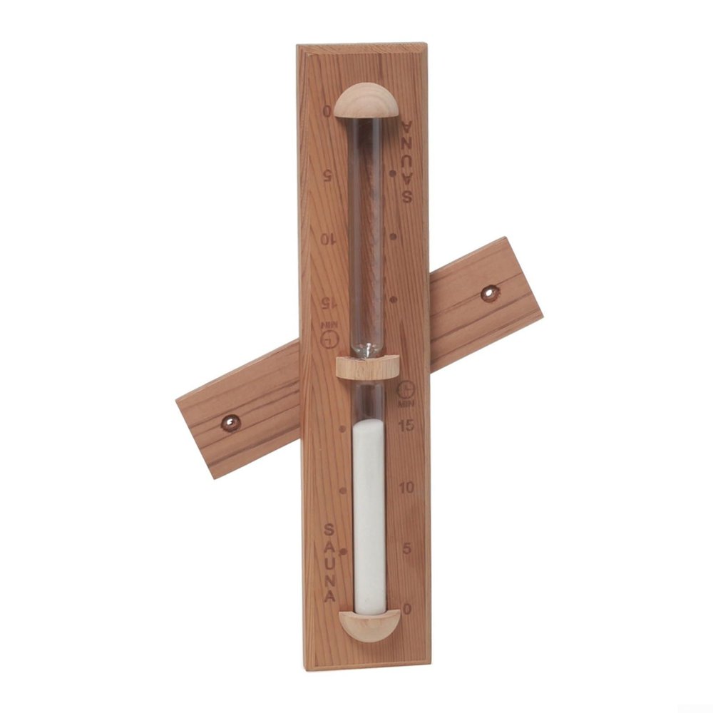15 Minute Red Cedar Sauna Sand Timer with White Glass Beads and Mount for Accurate Spa Timing