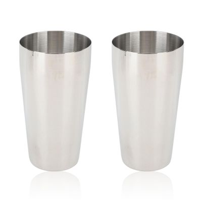 2Pcs 750ml Milkshake Mixing Cup, 16cm/6.3in Stainless Steel Bar Shaker Cup Portable Large Capacity Hand Blender Malt Shaker forIce Cream, Fruit, Salad