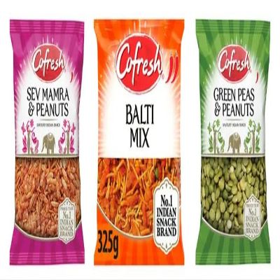 Cofresh Savoury Indian Snack Variety, Sev Mamra & Peanuts, Balti Mix, Green Peas & Peanuts