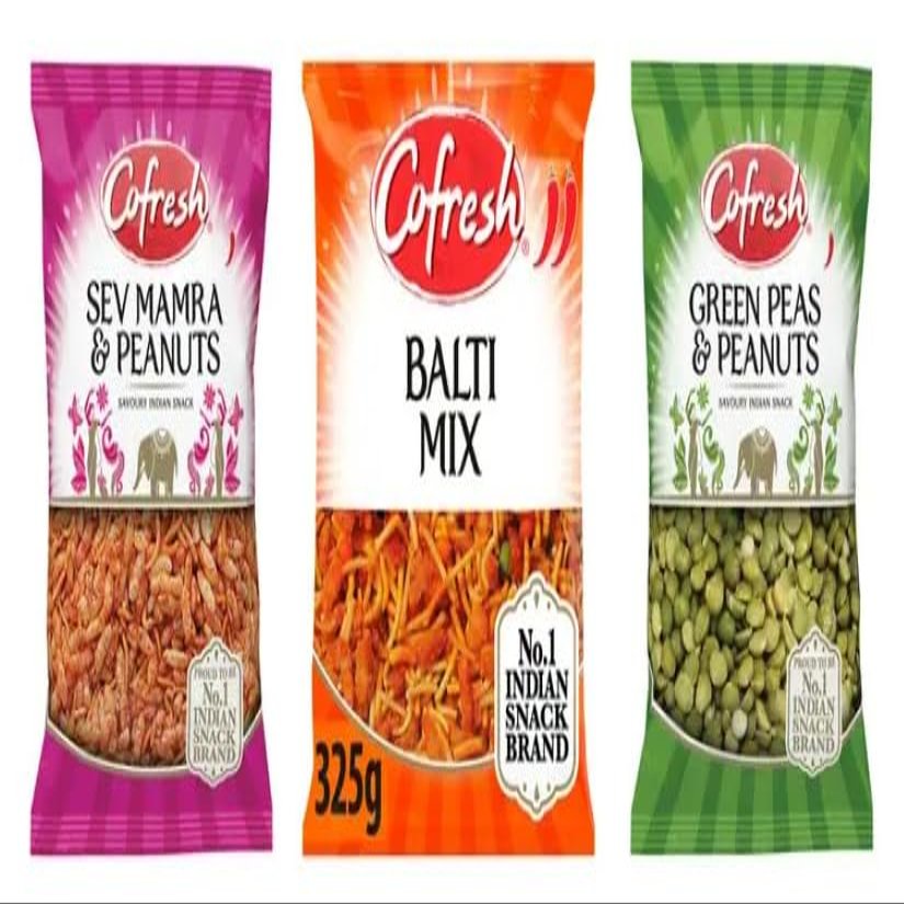 Cofresh Savoury Indian Snack Variety, Sev Mamra & Peanuts, Balti Mix, Green Peas & Peanuts