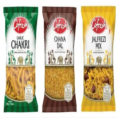 Cofresh Garlic Chakri, Chana Dal, and Jalfrezi Mix, Savoury Indian Snack Variety Pack