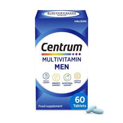 Centrum Multivitamin for Men, 23 Essential nutrients Including Vitamin D, C, and Magnesium, 60 Tablets (Packaging May Vary)