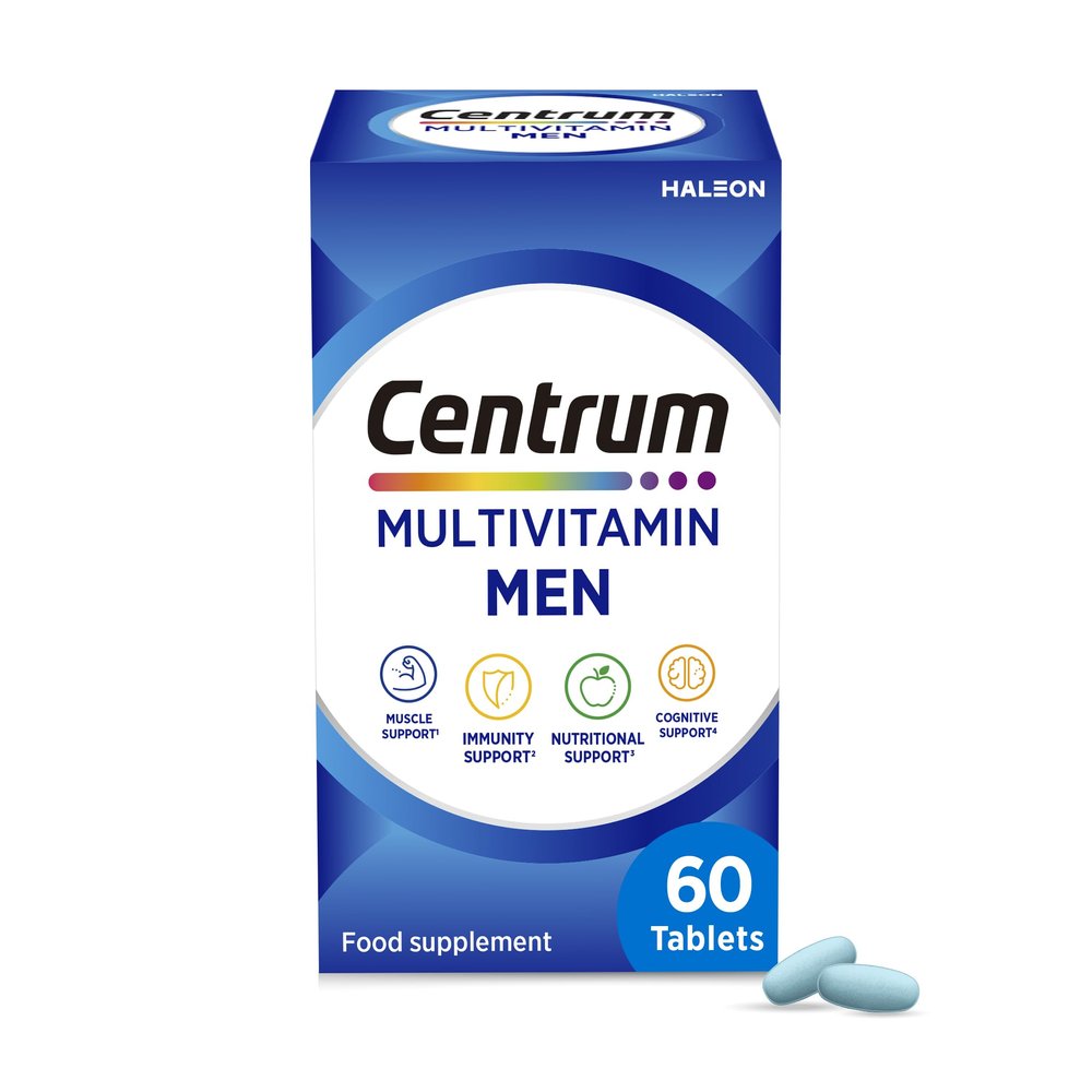 Centrum Multivitamin for Men, 23 Essential nutrients Including Vitamin D, C, and Magnesium, 60 Tablets (Packaging May Vary)