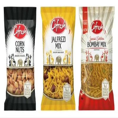 Cofresh Corn Nuts, Jalfrezi Mix, and Bombay Mix Savoury Indian Snack Variety Pack