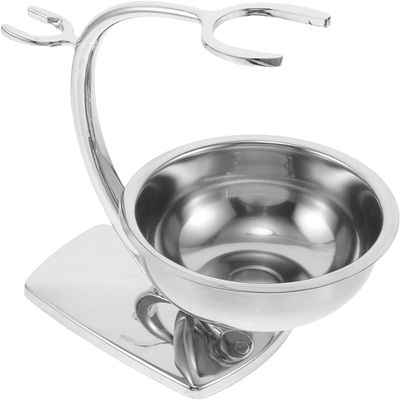 Stainless Steel Shaving Holder Stand with Shaving Bowl and Wet Shave Brush Rack, Beard Shave Soap and Razor Organizer for Travel and Bathroom Use Professional Utility Accessory Durable Material for...