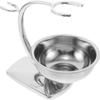 Stainless Steel Shaving Holder Stand with Shaving Bowl and Wet Shave Brush Rack, Beard Shave Soap and Razor Organizer for Travel and Bathroom Use Professional Utility Accessory Durable Material for... view 1
