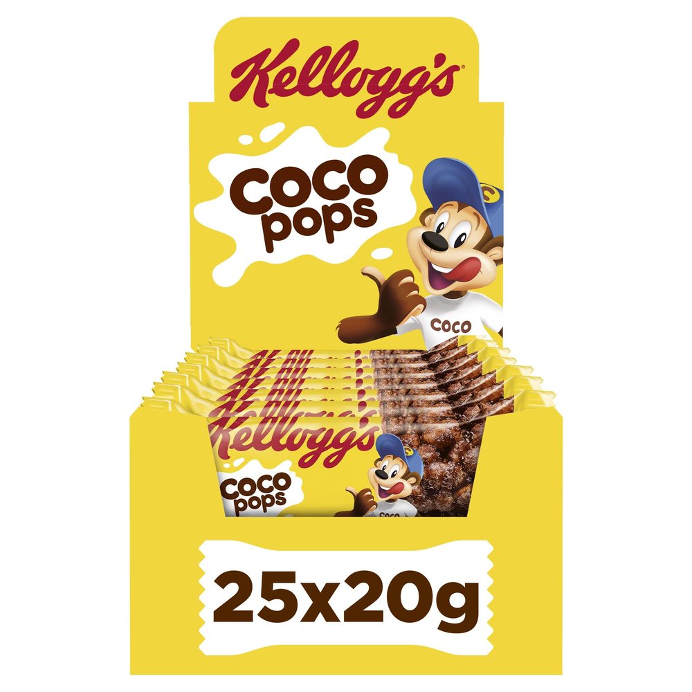 Kellogg's Coco Pops Cereal Milk Snack Bars 25 x 20g (Pack of 25)