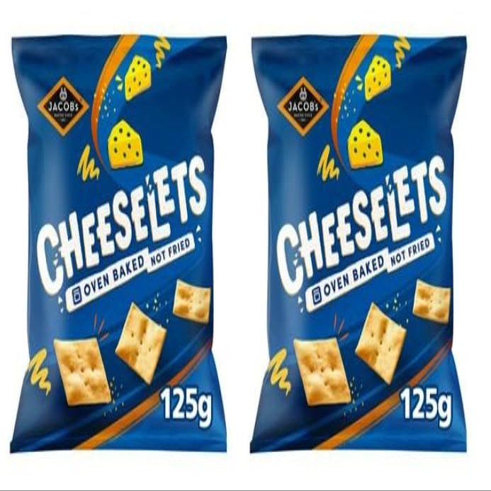 Jacob's Cheeselets Oven Baked Cheese Snacks, Not Fried, 125g - (Pack of 2)