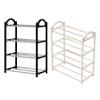 Fastigeaty Shoe Storage with Seat, 4-Tier Entryway Shoe Organizer Rack for Narrow Hallway, Compact Multi-Layer Shoe Cabinet with Armrests, PP Plastic (White) view 1