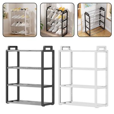 Stainless Steel Shoe Storage Rack, Multi-Layer Entryway Shoe Organizer for Narrow Hallway, Vertical Space Saver Stand for Dorm Room and Small (White)