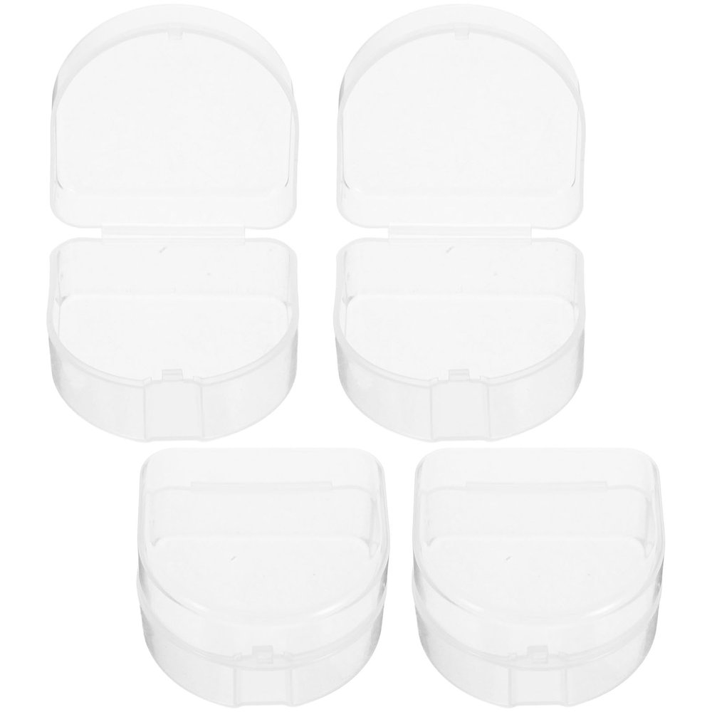 KAJNBN 4pcs Denture Boxes with Pp Material, Simple Elegant Design for Protecting Dentures and Mouthguards, Teeth Holder Containers for Office and Dining out Use