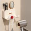 Retro Wall Mounted Hair Dryer Holder No Drill Bathroom Organizer Storage Rack with Hooks Vintage Salon Shelf Space Saving Plastic Blow Dryer Bracket (RED) view 1