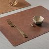Washable Leather Placemats Set, Heat Resistant Non Slip Dining Place Mats, Double Sided Rectangular Oil Proof Kitchen Table Protectors, for Easy Clean (Light Grey and Blue) view 2