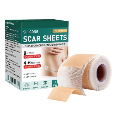 Silicone Scar Tape, Stretch Healing Strips, 1.6x60 Inch Roll with Waterproof Feature, Professional Skin Care Patch, Breathable Design with Style, Recovery Supplies for Men & Women