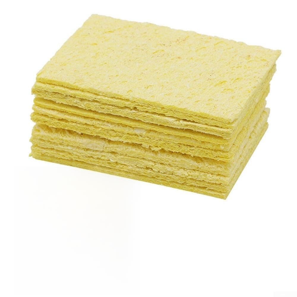 100 Pcs Soldering Iron Cleaning Sponges, Yellow Tip Cleaner Pads for Welding Station, High Absorbency Brass Wool Alternative to Keep Tips Clean