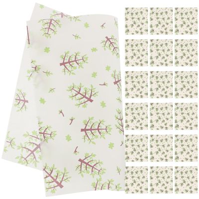 PACKOVE 50 Sheets Oil-Proof Food Wrap Paper for Chips and Sandwiches, Non Odor Paper Sheets with Fresh Pattern Design, for Lunch Boxes and Picnics