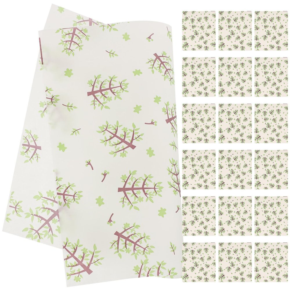 PACKOVE 50 Sheets Oil-Proof Food Wrap Paper for Chips and Sandwiches, Non Odor Paper Sheets with Fresh Pattern Design, for Lunch Boxes and Picnics