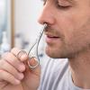FreshCart Basics 2 Pcs Stainless Steel Nose Hair Scissors, Men's Grooming Trimmer with Rounded Tip, Portable Compact, Silver view 3