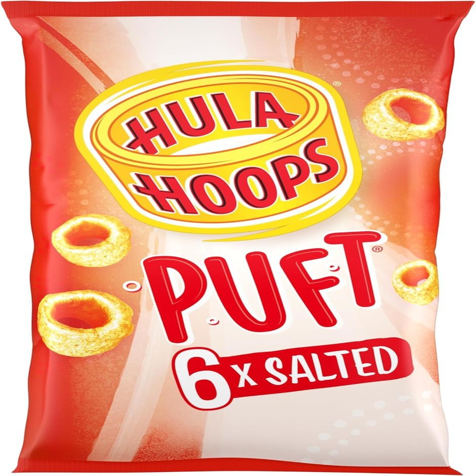 Crunchy Potato Rings Snacks Multipack (6 x 15g Bags), Vegetarian Snack, No Artificial Flavours, Colours or MSG (Hula Hoops Puft Salted Multipack Crisps 6x15g)